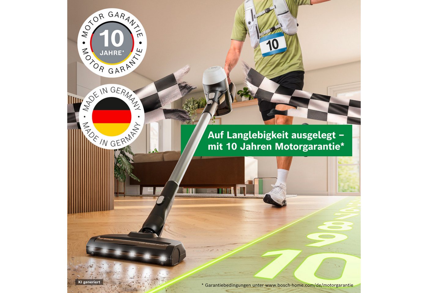 BOSCH Akku-Stielstaubsauger Unlimited 5 BBU52WBA, LED-Düse, Made in Germany, beutellos, starke Saugleistung, bis zu 50 Min. Laufzeit, Fugendüse, leicht, weiß Bild 4