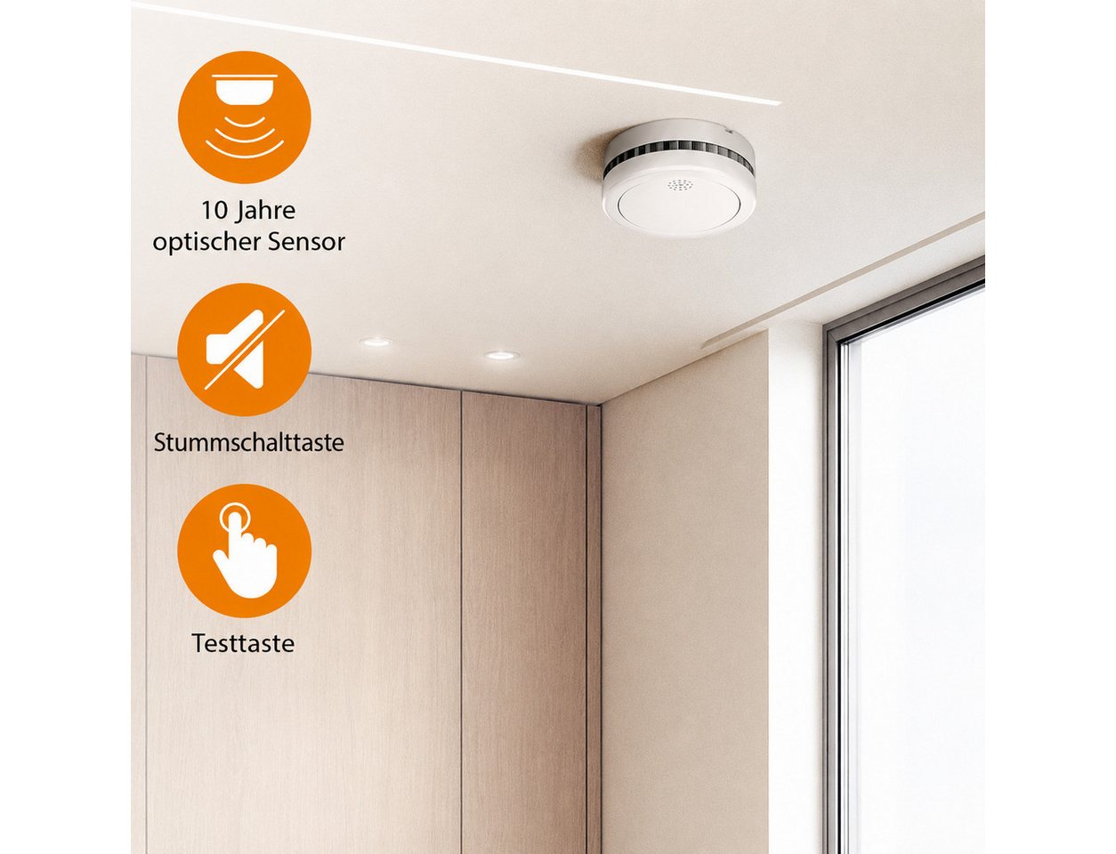 smartwares Rauchwarnmelder Feuermelder Brandmelder 10 Jahre 4er Pack Rauchmelder (VdS Q-Label Brandschutz Zuhause Sicherheitsmelder Brandwarnmelder) Bild 5