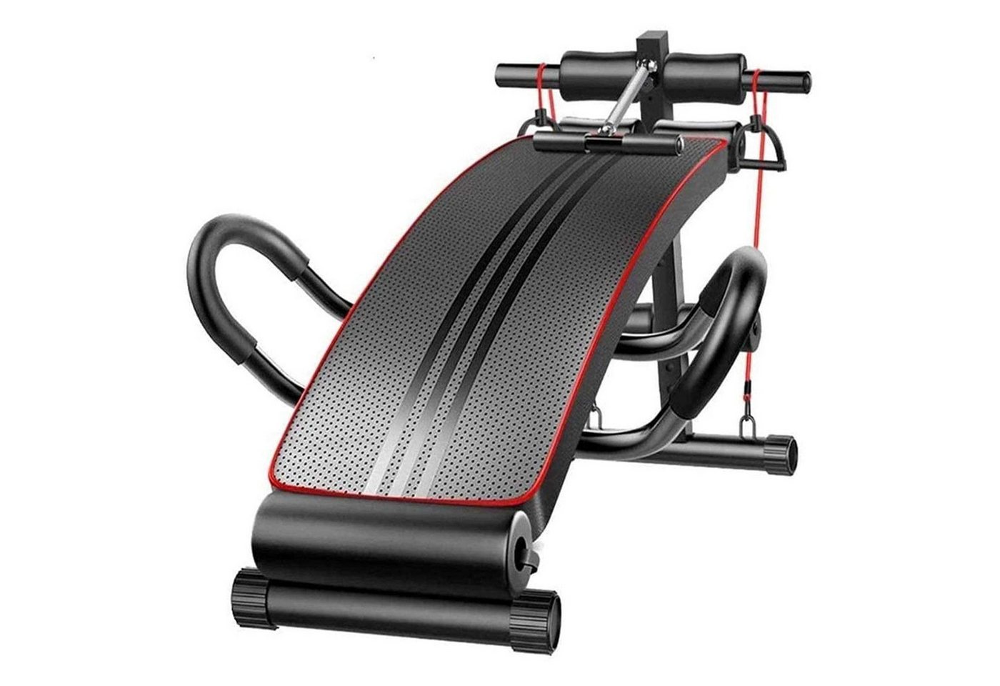 Warmounts Bauchtrainer Multifunktionale Sit-Up-Bank höhenverstellbar mit Widerstandsbändern (Feder-Ruderzugstange, Ganzkörper Trainingsbank, Schrägbank), für Sit-Ups, Beinheben, Liegestütze, Hause Gym Fitness Bild 3