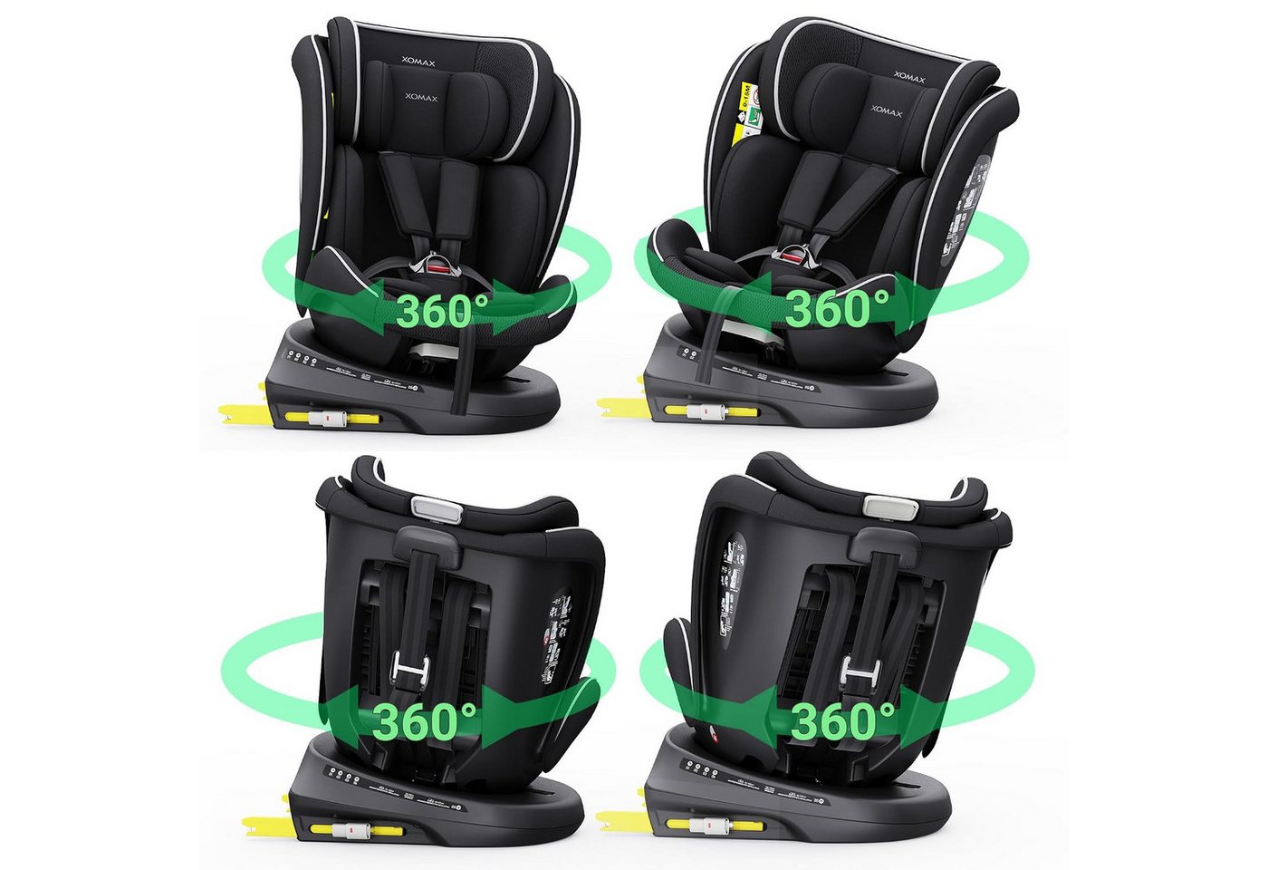 XOMAX Autokindersitz Kindersitz drehbar 360° mit ISOFIX Liegefunktion mitwachsend, ab: ab Geburt, bis: 12 Jahren, (1-tlg) Bild 5