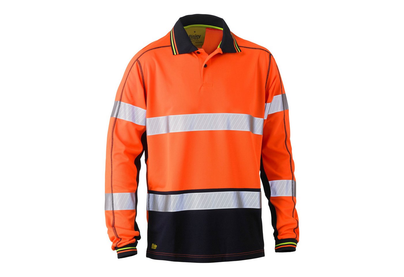 Bisley Workwear Warnschutz-Shirt BISLEY BRAIDON HI VIS LANGARM Poloshirt Atmungsaktiv