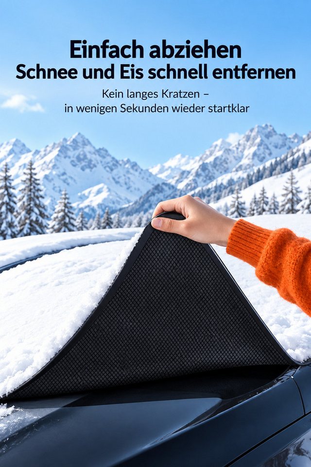 Vornix Frontscheibenabdeckung Auto Winter mit 10 Magneten & 6 Befestigungsgurten, (Frostschutz Scheibenabdeckung mit Spiegelabdeckung, Reflexstreifen, ca. 304 × 145 cm) Bild 3