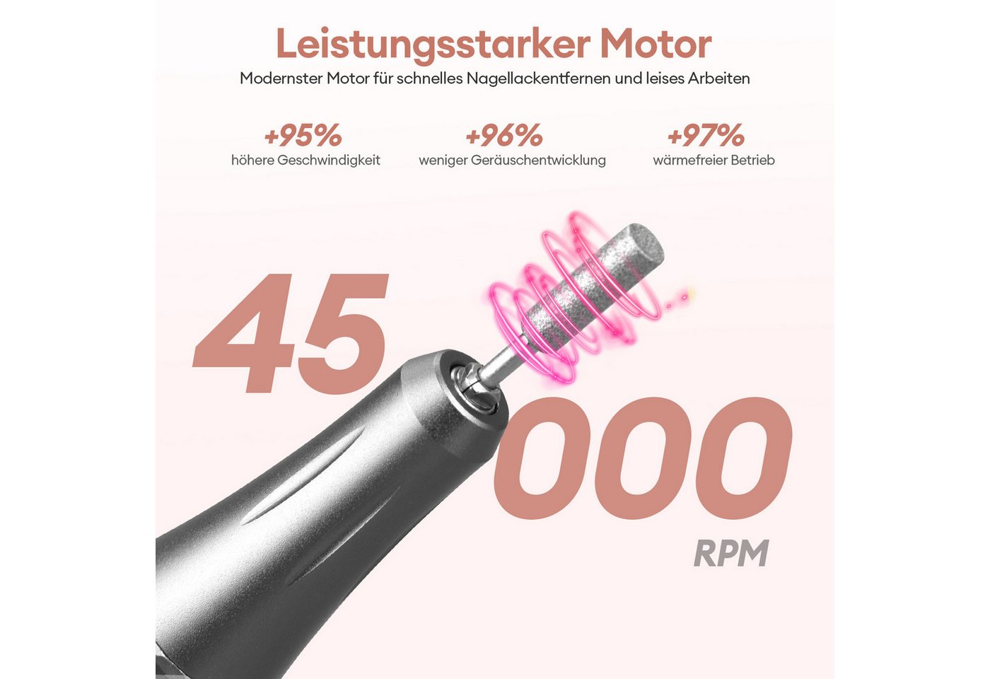 HS Onsing Maniküre-Pediküre-Set 45000RPM Professionell Nagelfräser,Fräser für Gelnägel, mit LCD-Display, für Acrylnägel,Bit-Lock Design, für den Heimgebrauch und Nagelstudios Bild 2