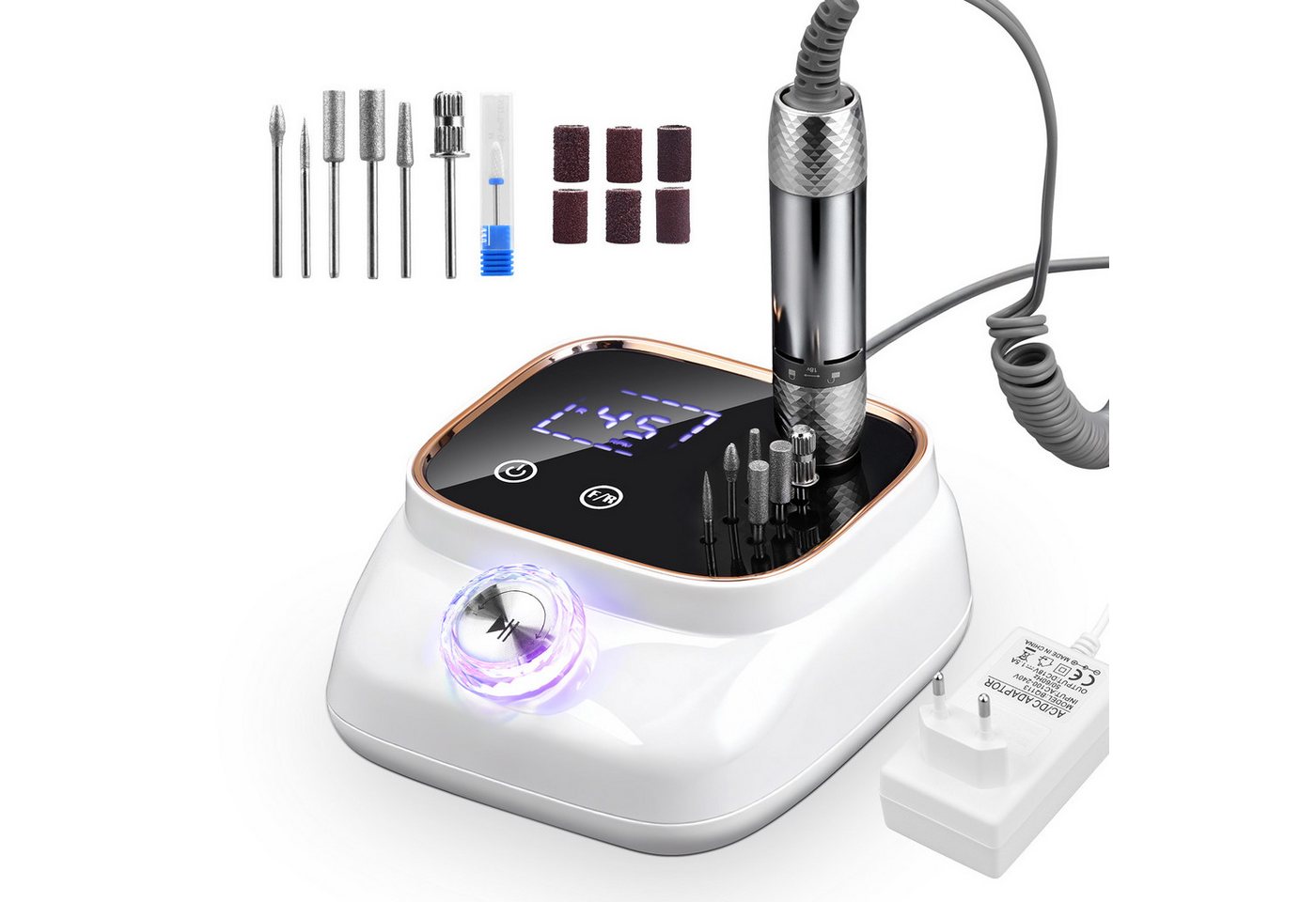HS Onsing Maniküre-Pediküre-Set 45000RPM Professionell Nagelfräser,Fräser für Gelnägel, mit LCD-Display, für Acrylnägel,Bit-Lock Design, für den Heimgebrauch und Nagelstudios Bild 5