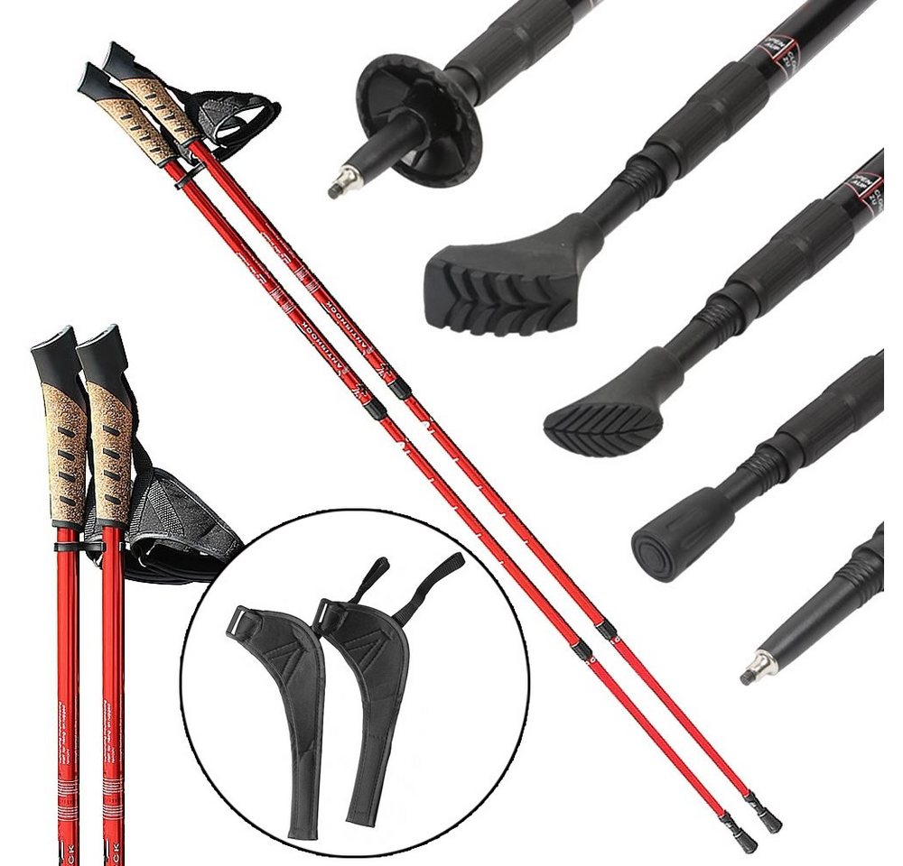 Feel2Home Nordic-Walking-Stöcke Teleskopstöcke Nordic Walking Aluminium, Korkgriff, 65-135 cm, 2 Stück (2 Stöcke), Teleskopstock Bild 2