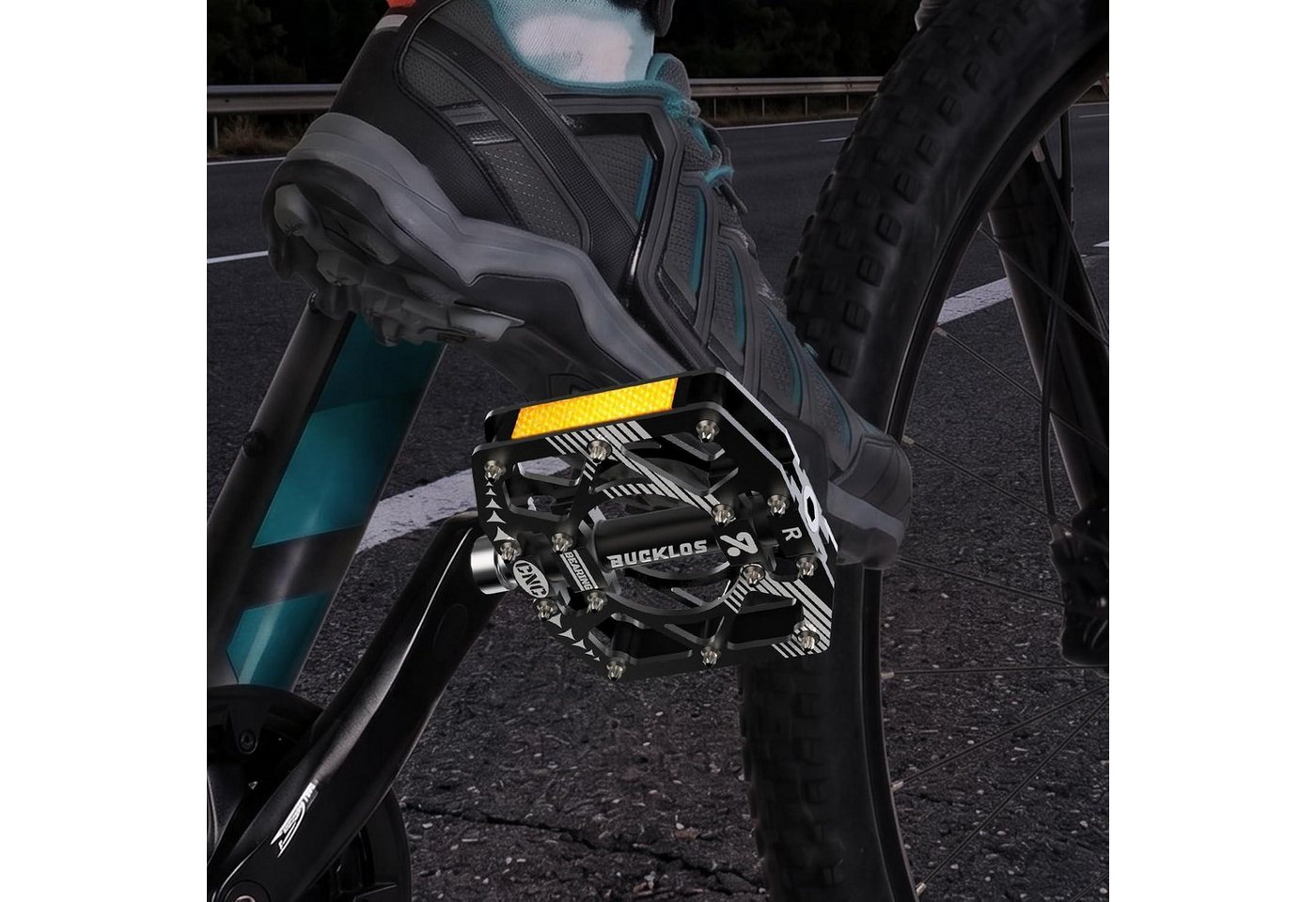 LuxusKollektion Plattformpedale Aluminium MTB Pedale CNC Gold-Schwarz 9/16 Bild 3