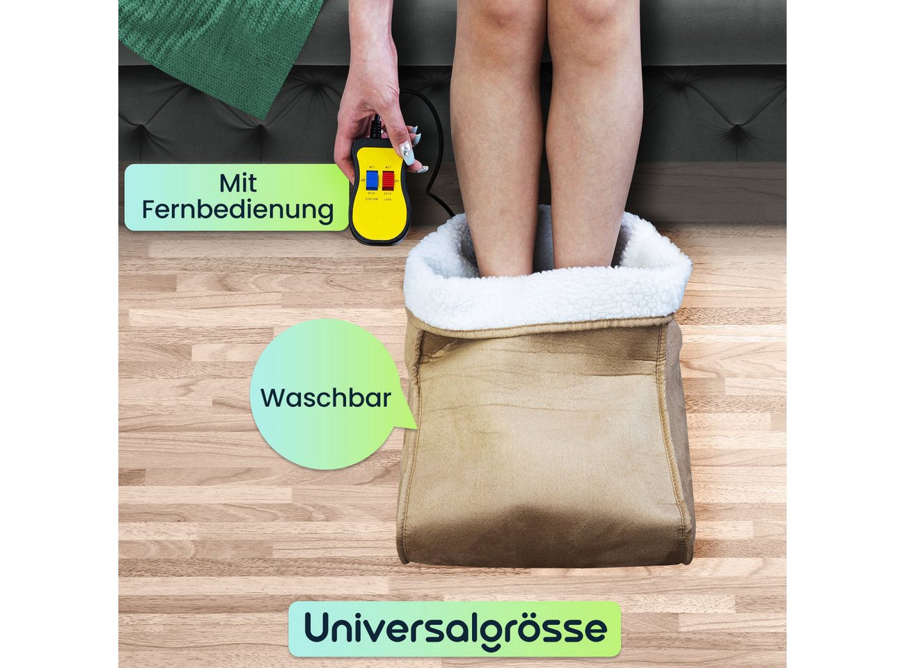 Casativo Elektrofußwärmer 2in1 Fußwärmer elektrisch Vibrationsmassage Kuschel-Fußheizung, bis 38°C Wärme, schnelle Aufheizzeit in 3/5 Min. 2 Intensitätsstufen Bild 2
