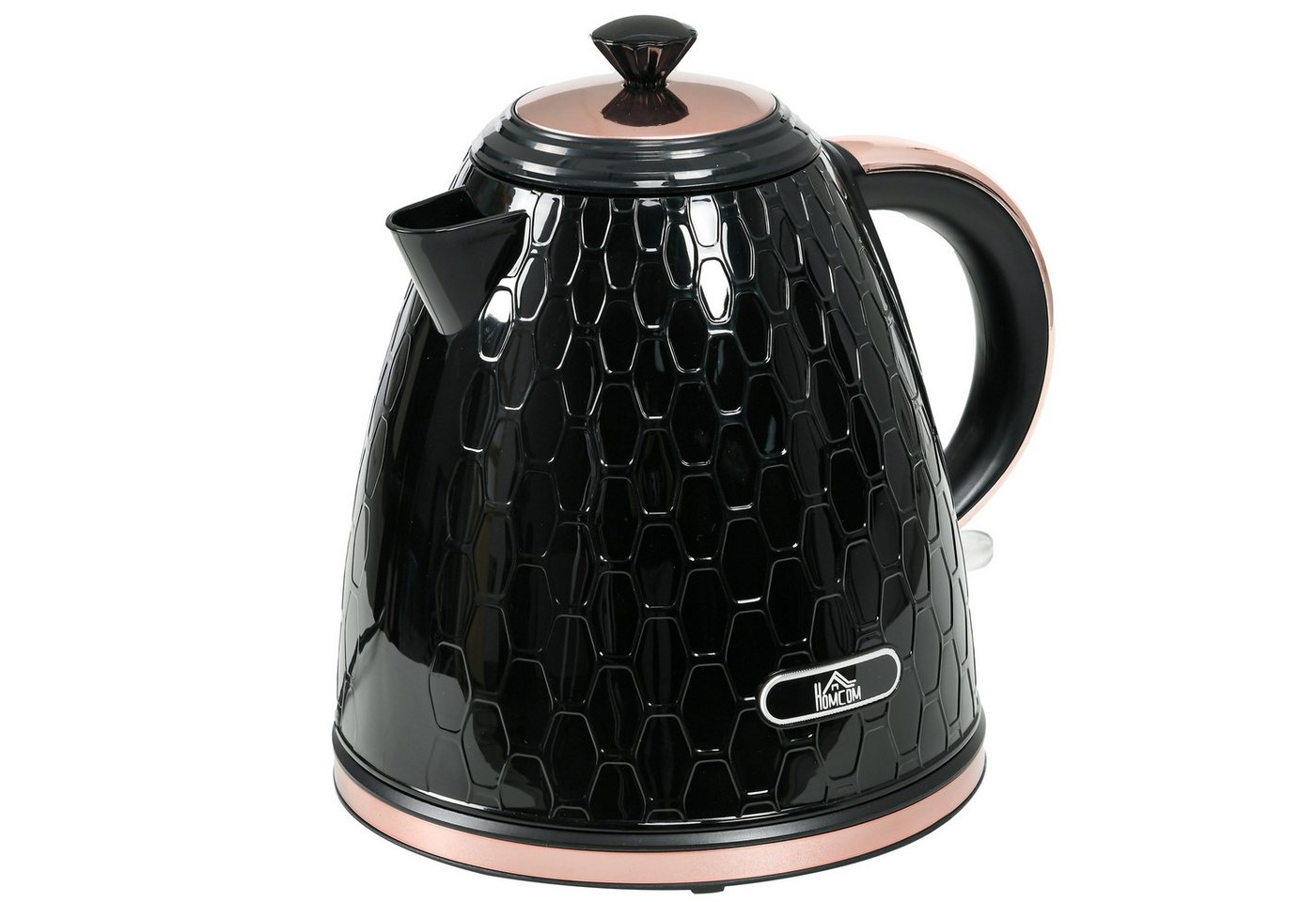 HOMCOM Wasserkocher Schnellkochfunktion, kabellos, Anti-Kalk-Filter, Auto-Abschaltung, 1.7 l, 2200 W, Trockengehschutz, Schwarz Bild 2