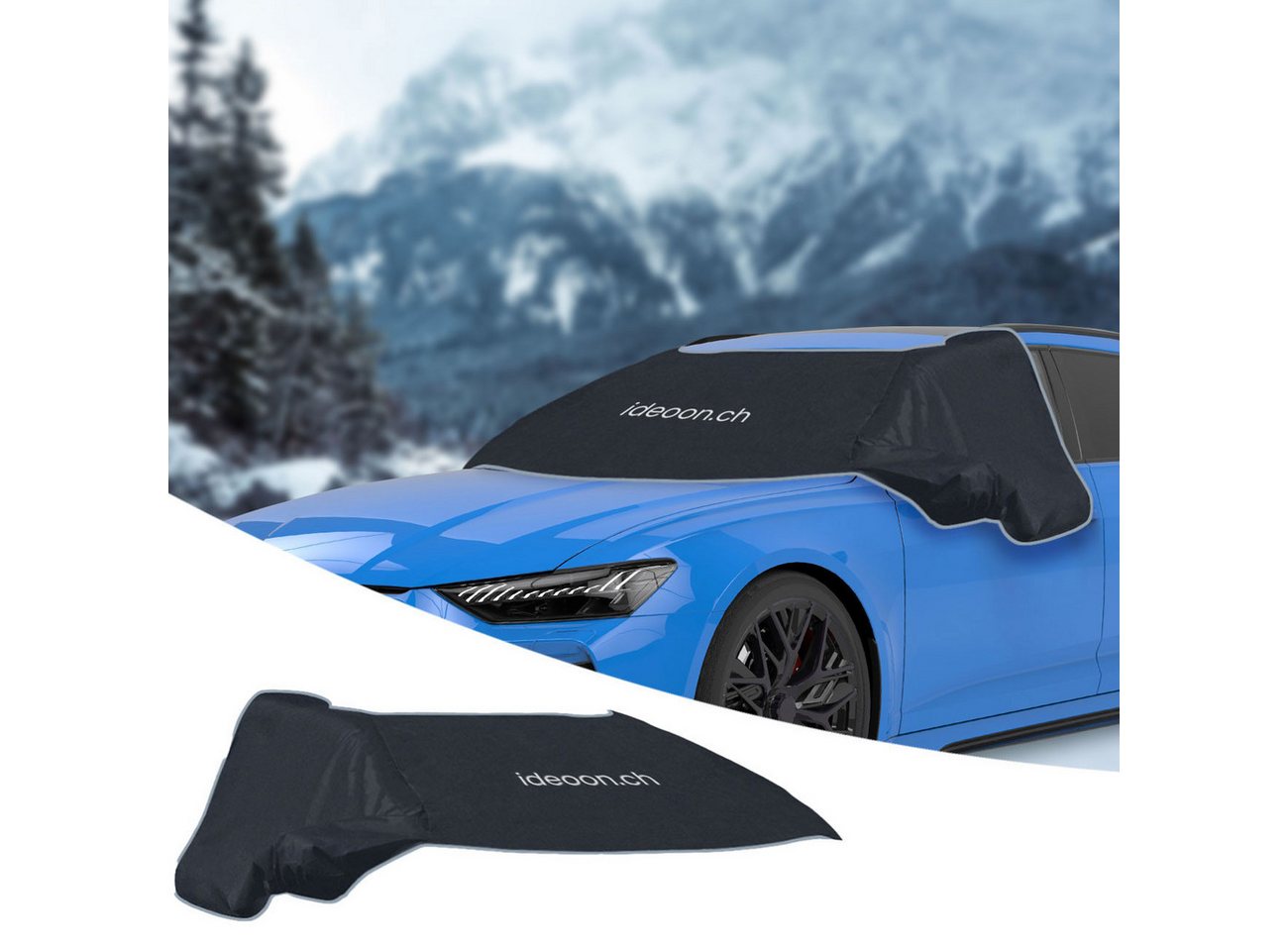 shop'n smile ideoon Frontscheibenabdeckung Windschutz Autoscheibenabdeckung 270x94cm Magnetbefestigung Eis&Schnee, (1-St), 12 Magneten, Seitenflügel, wetterfestes PP-Material Bild 4