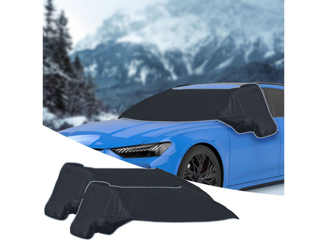 shop'n smile ideoon Frontscheibenabdeckung Windschutz Autoscheibenabdeckung 270x94cm Magnetbefestigung Eis&Schnee, (2-St), 12 Magneten, Seitenflügel, wetterfestes PP-Material Bild 2