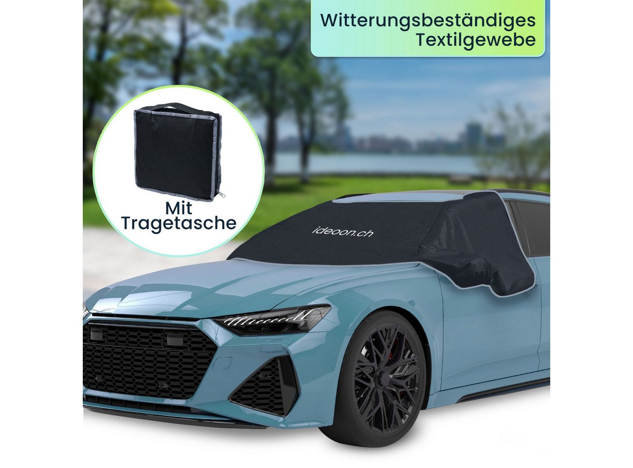 shop'n smile ideoon Frontscheibenabdeckung Windschutz Autoscheibenabdeckung 270x94cm Magnetbefestigung Eis&Schnee, (2-St), 12 Magneten, Seitenflügel, wetterfestes PP-Material Bild 3