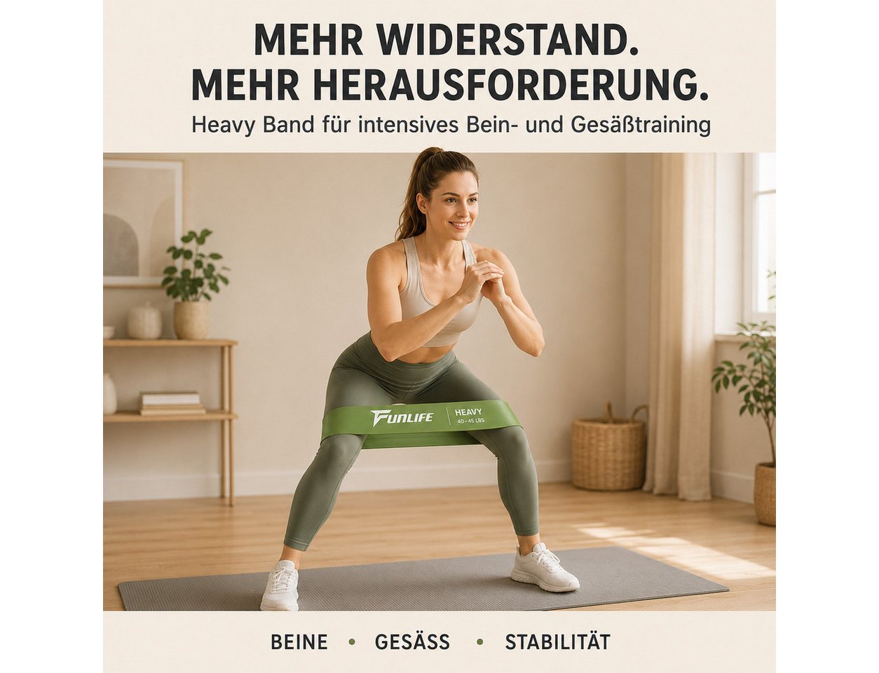 FunLife Trainingsbänder Loop 3er-Set, 3 Widerstandsstufen, Loop-Form, flexibles TPE, leicht und kompakt Bild 2