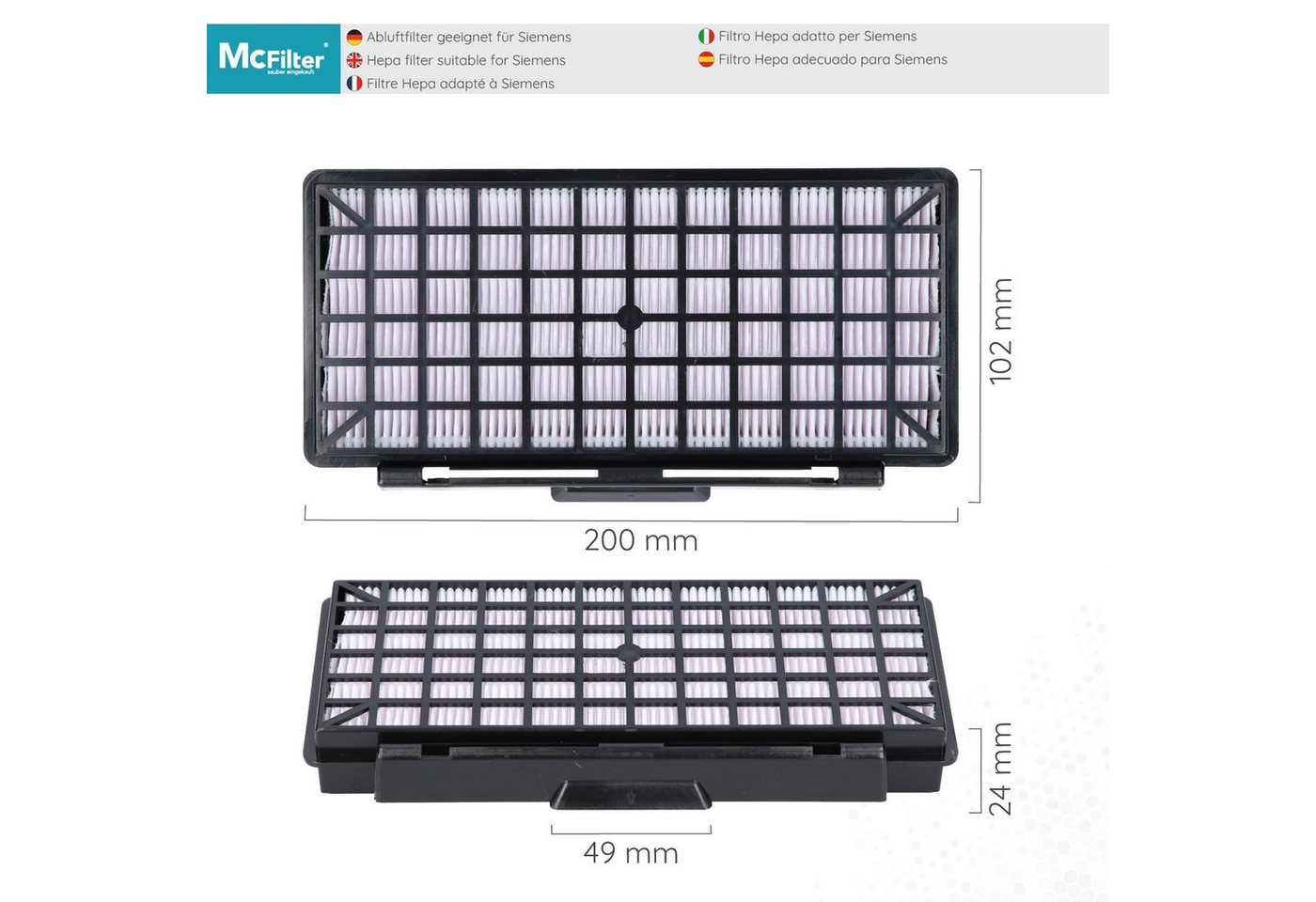McFilter HEPA-Filter passend für Siemens VSQ5X1230 Q5.0 Extreme Silence Power, Staubsauger, passgenau, schwarz, wie 00577303 Bild 4