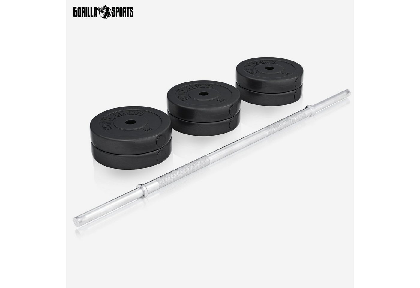 GORILLA SPORTS Hantelbank Hantelbank mit Langhantelset