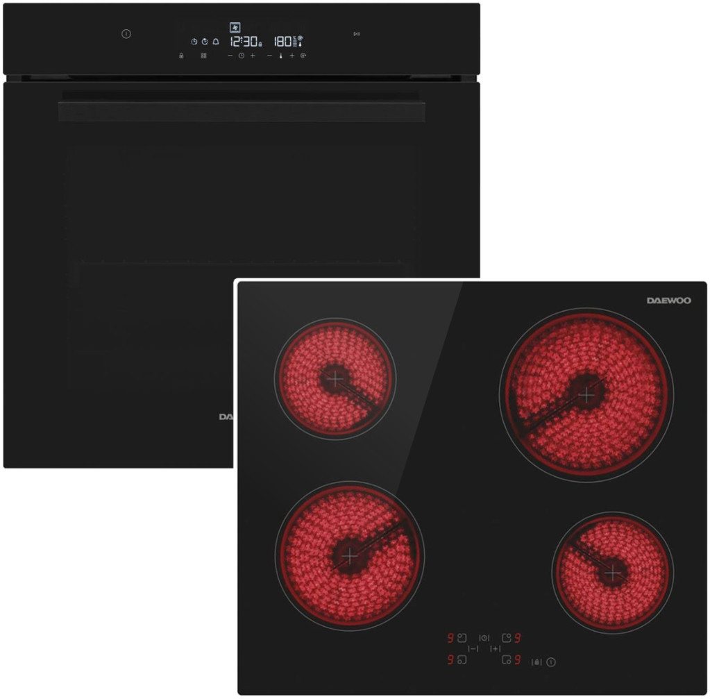 Daewoo Elektro-Herd-Set 73 L Hydrolyse SoftClosing + Kochfeld 60 cm Glaskeramik Touch Schwarz, mit Nachrüstbar, Hydrolyse Bild 2