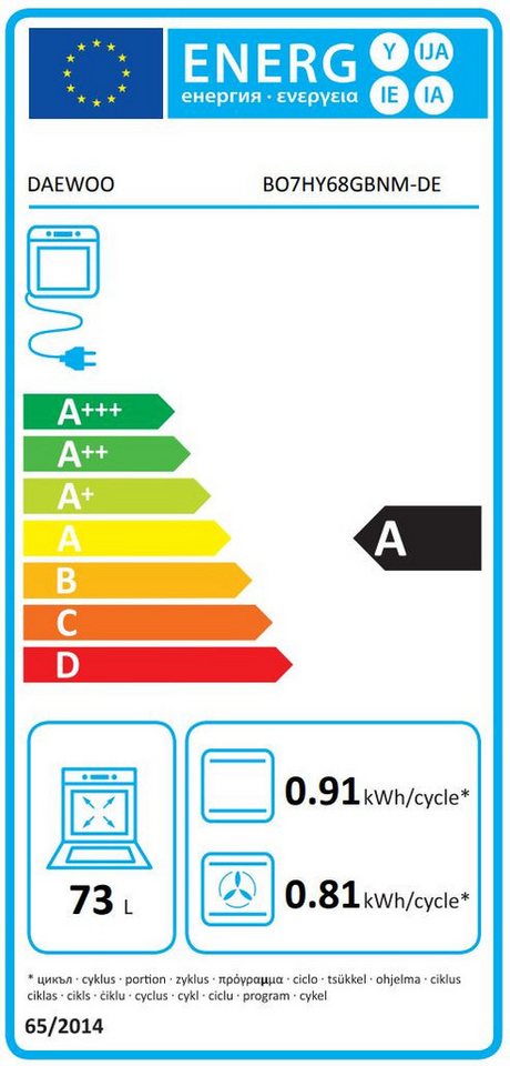 Daewoo Elektro-Herd-Set 73 L Hydrolyse SoftClosing + Kochfeld 60 cm Glaskeramik Touch Schwarz, mit Nachrüstbar, Hydrolyse Bild 4