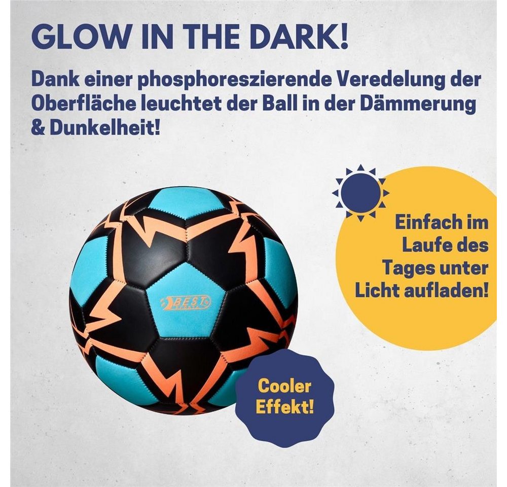 Best Sporting Fußball Fußball Glow in the Dark Größe 5 mit Phosphoreszenz (Fußball, 1 x Best Sporting Fußball Glow in the Dark, Größe 5), Glow in the Dark, Phosphoreszenz, ohne Batterien, allwetterbeschichtet Bild 5