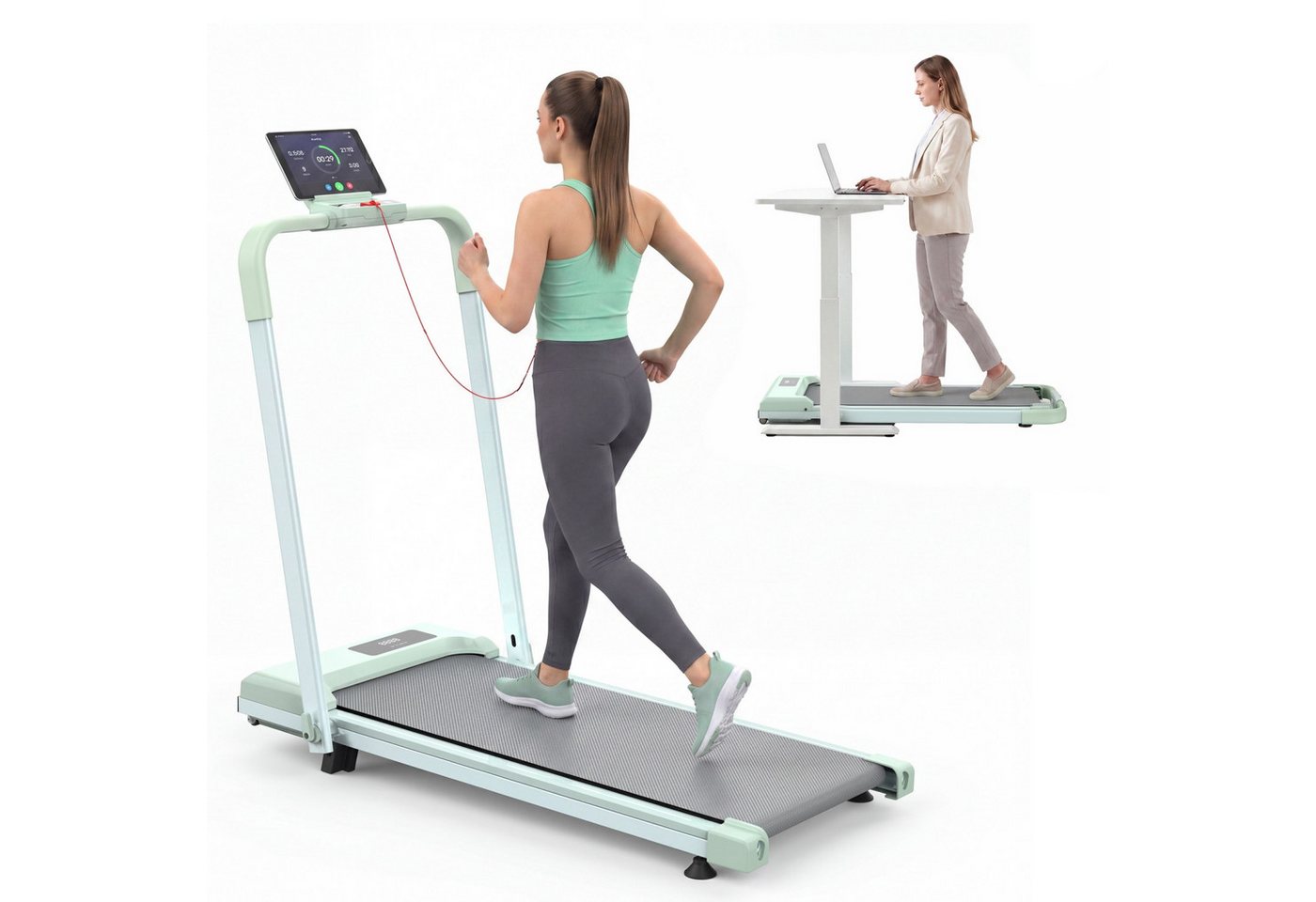 ANYSUN Laufband Klappbares Laufband für Zuhause, 2-in-1-Laufbänder zum Gehen, (2,5-PS-Tischlaufband Laufband für Zuhause Mit Tablet-Halterung), Laufbändern, Laufen und Joggen, mit einer Gewichtskapazität von120KG