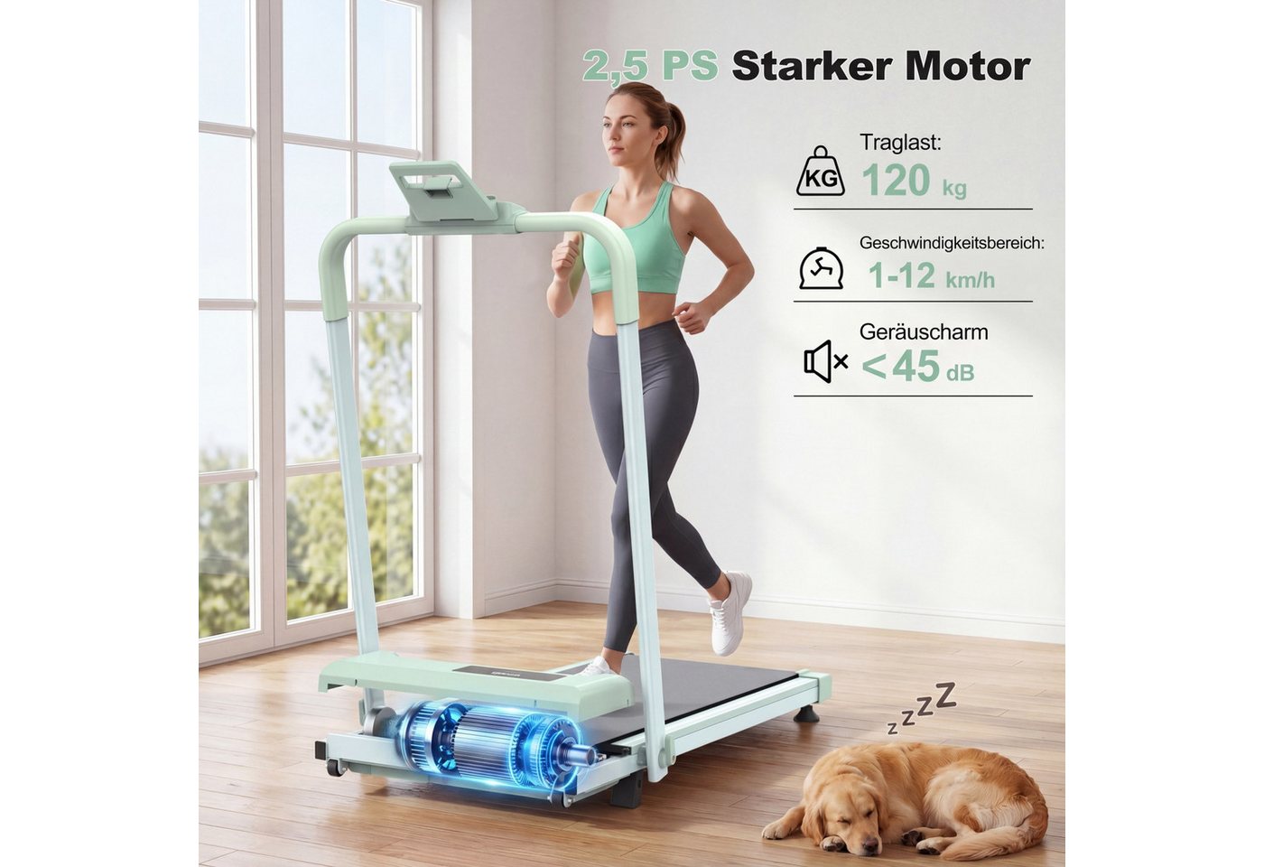 ANYSUN Laufband Klappbares Laufband für Zuhause, 2-in-1-Laufbänder zum Gehen, (2,5-PS-Tischlaufband Laufband für Zuhause Mit Tablet-Halterung), Laufbändern, Laufen und Joggen, mit einer Gewichtskapazität von120KG Bild 4