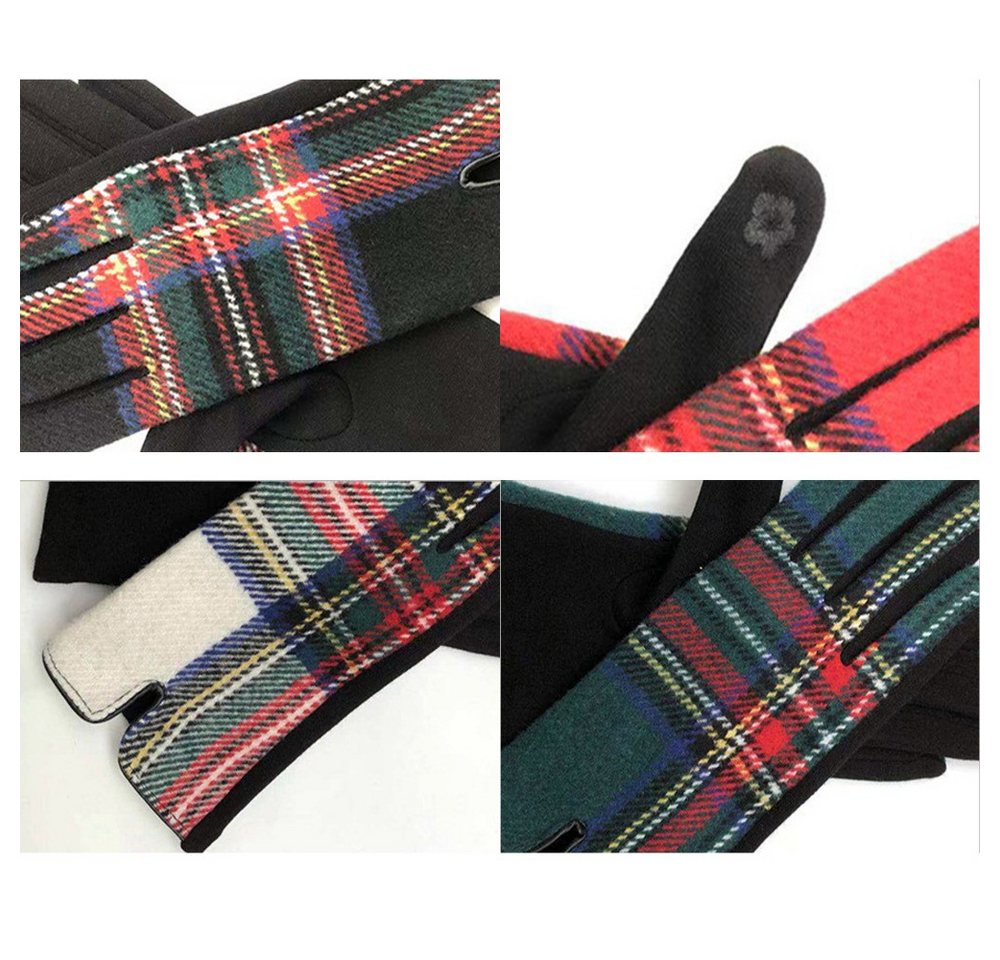 Blusmart Thermohandschuhe Wärmende Karohandschuhe für Frauen (Kälte schützen,Wärme halten, Touchscreen-Handschuhe) Für Herbst und Winter, modisches Zubehör Bild 2