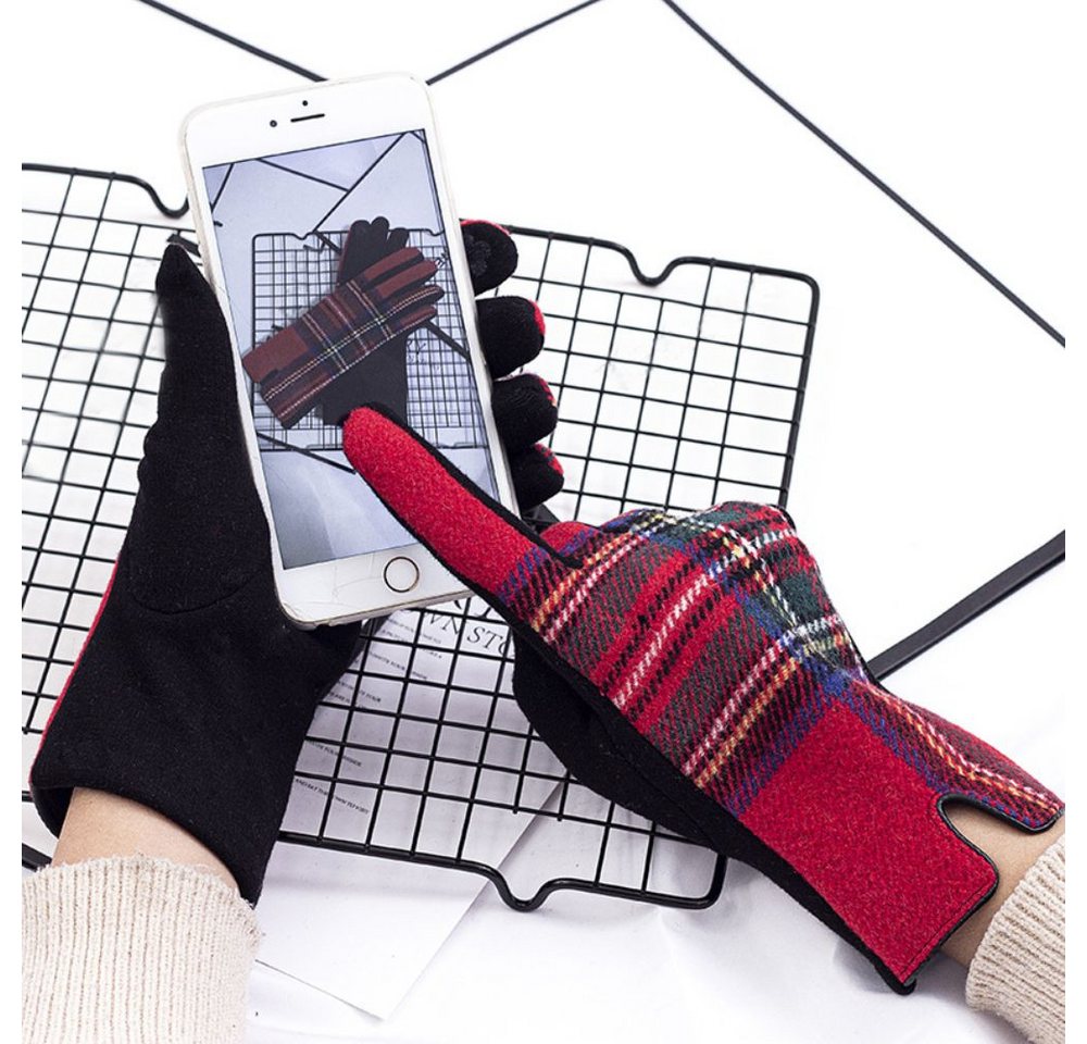 Blusmart Thermohandschuhe Wärmende Karohandschuhe für Frauen (Kälte schützen,Wärme halten, Touchscreen-Handschuhe) Für Herbst und Winter, modisches Zubehör Bild 3