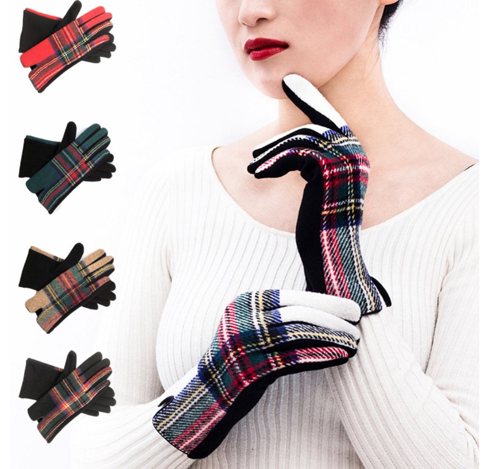 Blusmart Thermohandschuhe Wärmende Karohandschuhe für Frauen (Kälte schützen,Wärme halten, Touchscreen-Handschuhe) Für Herbst und Winter, modisches Zubehör Bild 4