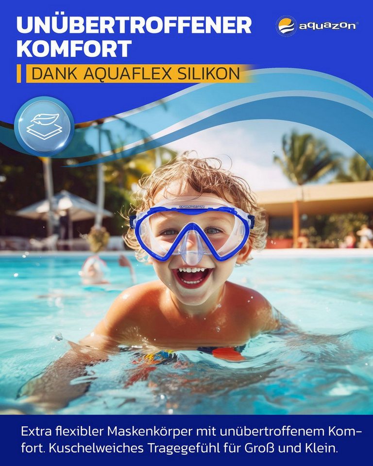 AQUAZON Taucherbrille Beach Schnorchelbrille Kinder 7-12 Jahre Silikon Bild 3