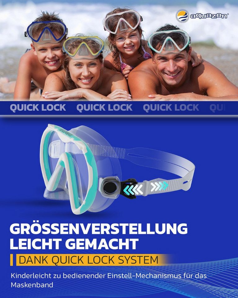 AQUAZON Taucherbrille Beach Schnorchelbrille Kinder 7-12 Jahre Silikon Bild 4