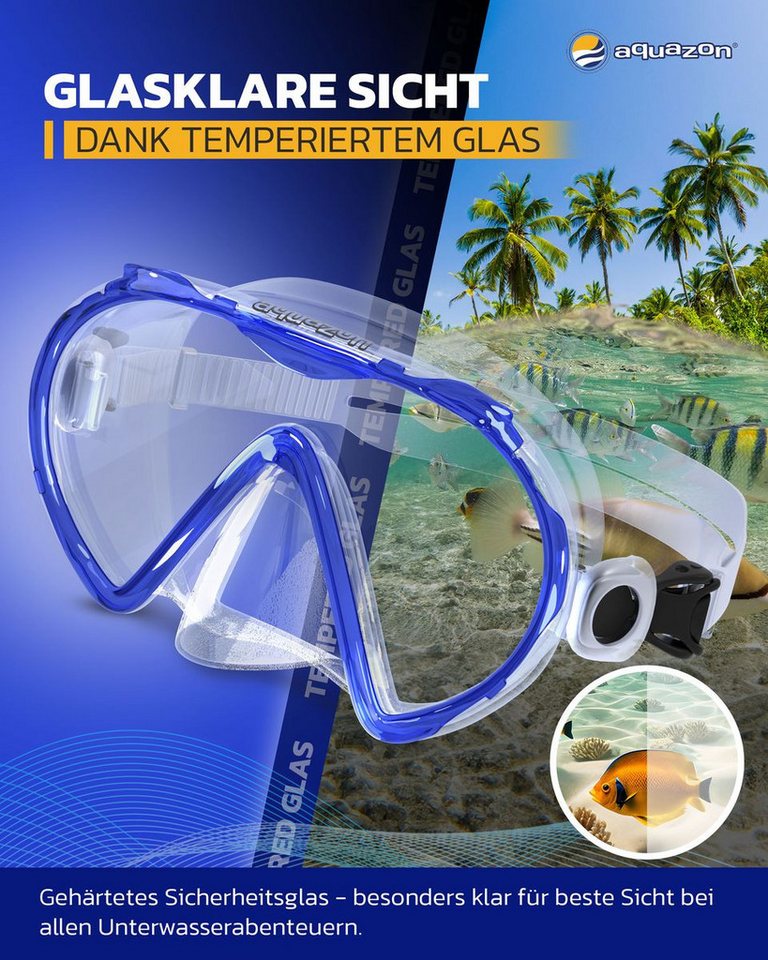 AQUAZON Taucherbrille Beach Schnorchelbrille Kinder 7-12 Jahre Silikon Bild 5