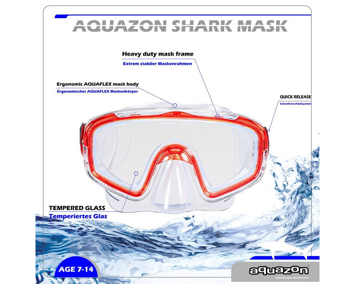 AQUAZON Taucherbrille Shark Schnorchelbrille Kinder 7-12 Jahre Bild 4