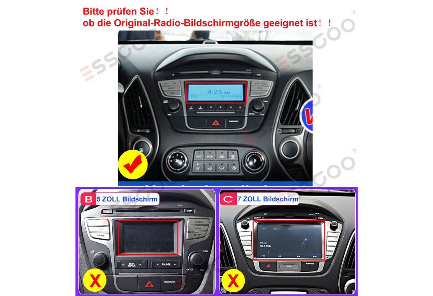ESSGOO DAB+ 10'' Android 15 Für Hyundai iX35 2010-15 Carplay GPS Navi WIFI FM Autoradio (RDS, 4+64GB(optional), FM, GPS, DAB+ (optional), WIFI, Apple Carplay Android Auto GPS Navi WIFI BT EQ)
