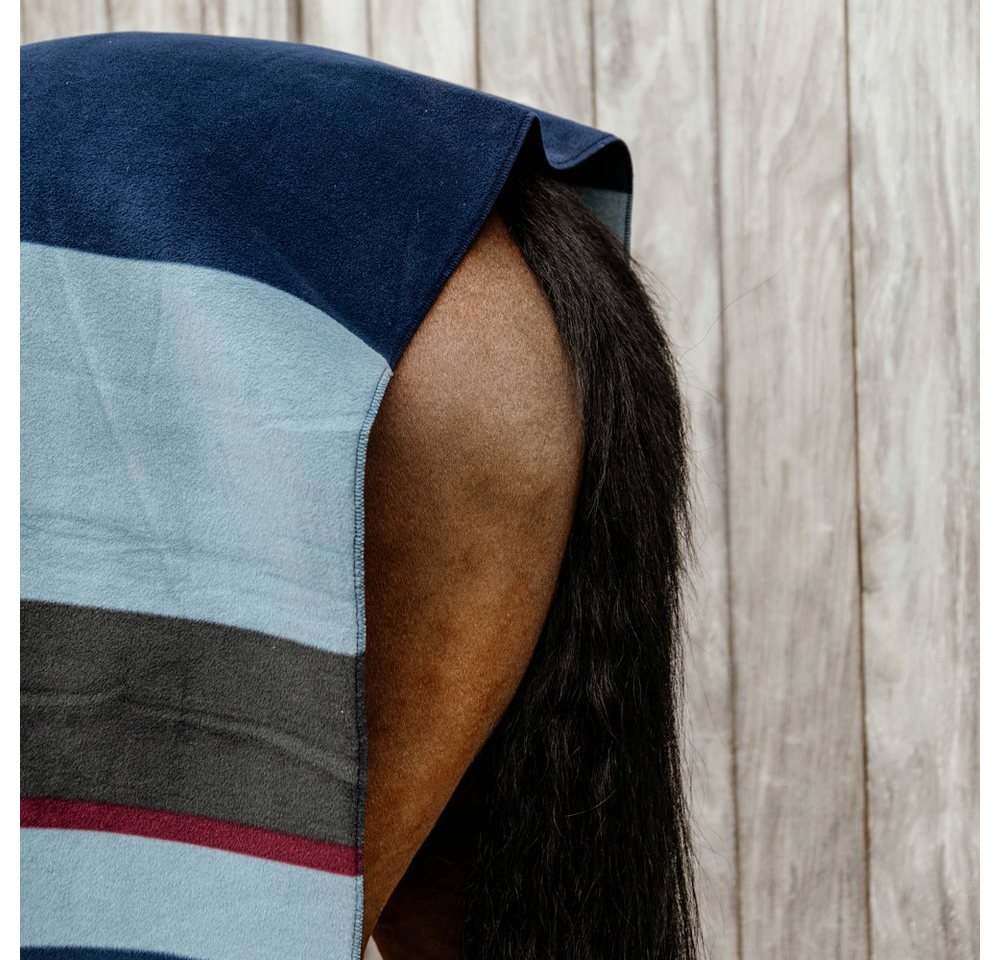 Kentucky Horsewear Pferde-Abschwitzdecke Kentucky Horsewear Fleecedecke Square Stripes Heavy - Navy/Grau