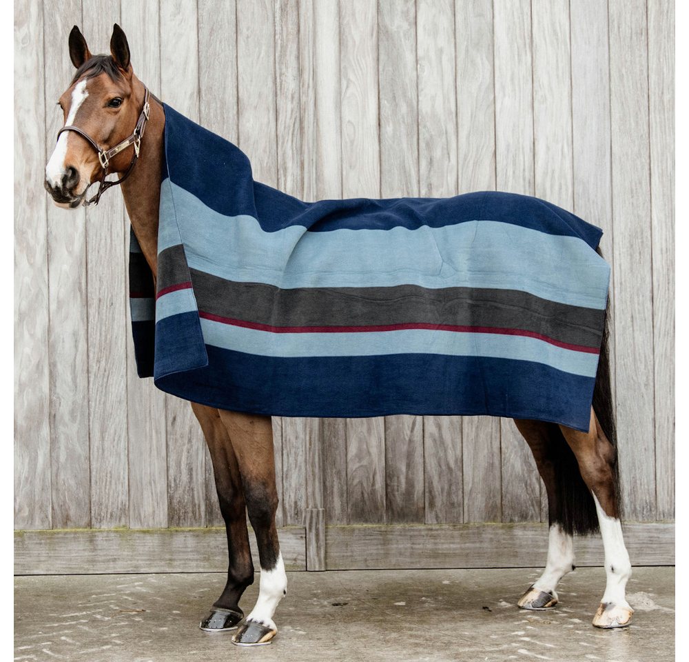 Kentucky Horsewear Pferde-Abschwitzdecke Kentucky Horsewear Fleecedecke Square Stripes Heavy - Navy/Grau Bild 3
