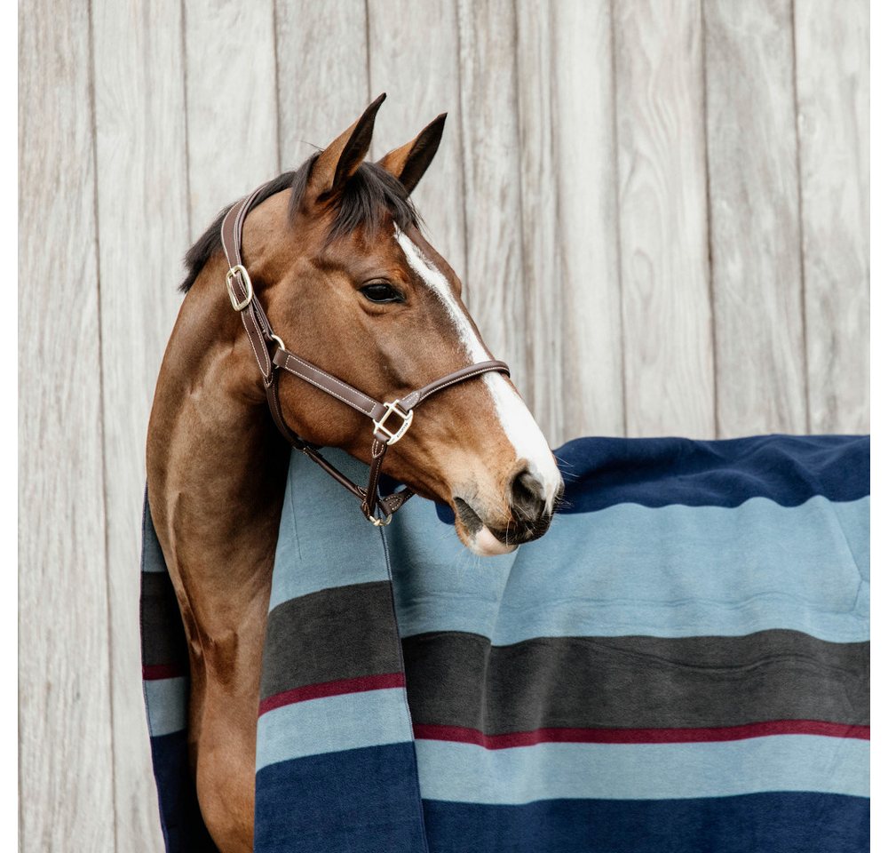 Kentucky Horsewear Pferde-Abschwitzdecke Kentucky Horsewear Fleecedecke Square Stripes Heavy - Navy/Grau Bild 5