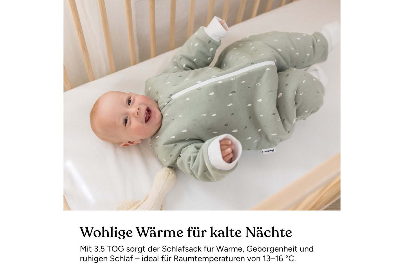 Ehrenkind Babyschlafsack Winterschlafsack mit Beinen 3.5 TOG (OEKO-TEX® STANDARD 100, Bio-Baumwolle, 3.5 TOG, Schlafsack mit Beinen), mit umklappbaren Fußbündchen Bild 2
