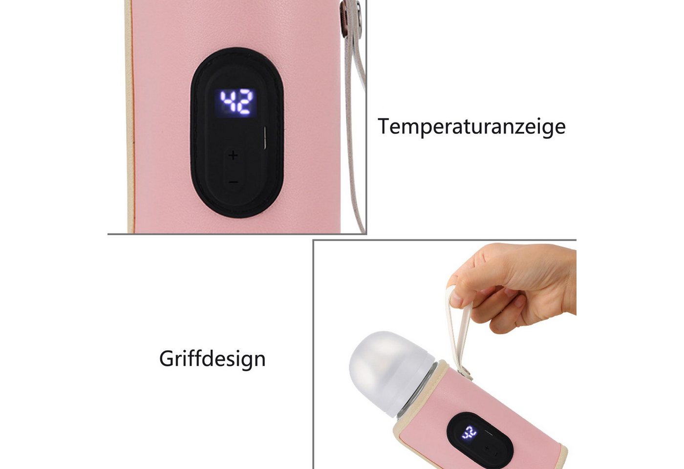 Coonoor Babyflaschenwärmer Flaschenwärmer Baby Unterwegs Tragbarer Flaschenwärmer Baby, mit Display 20 Stufen Einstellbare Temperatur Baby Flaschenwä Bild 4
