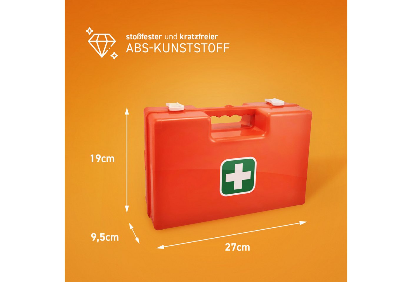 Medicalcorner24 Erste-Hilfe-Koffer Medicalcorner24 Erste Hilfe Koffer leer, ABS-Kunststoff, 27x19x9,5cm, (1 St)