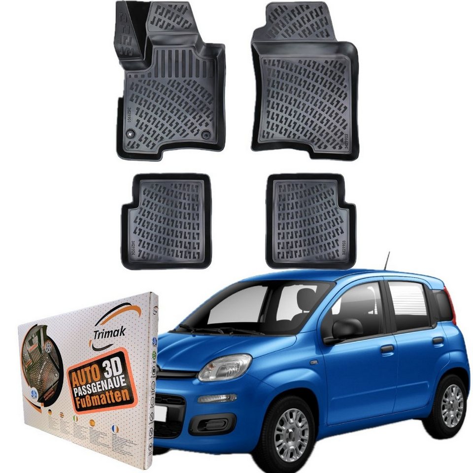 Trimak Passform-Fußmatten Oder Kofferraumwanne Oder Set für Fiat Panda, FIAT Panda 3. Gen. ab 2012 Gummimatten Auto TPE Allwetter Fussmatten Bild 4