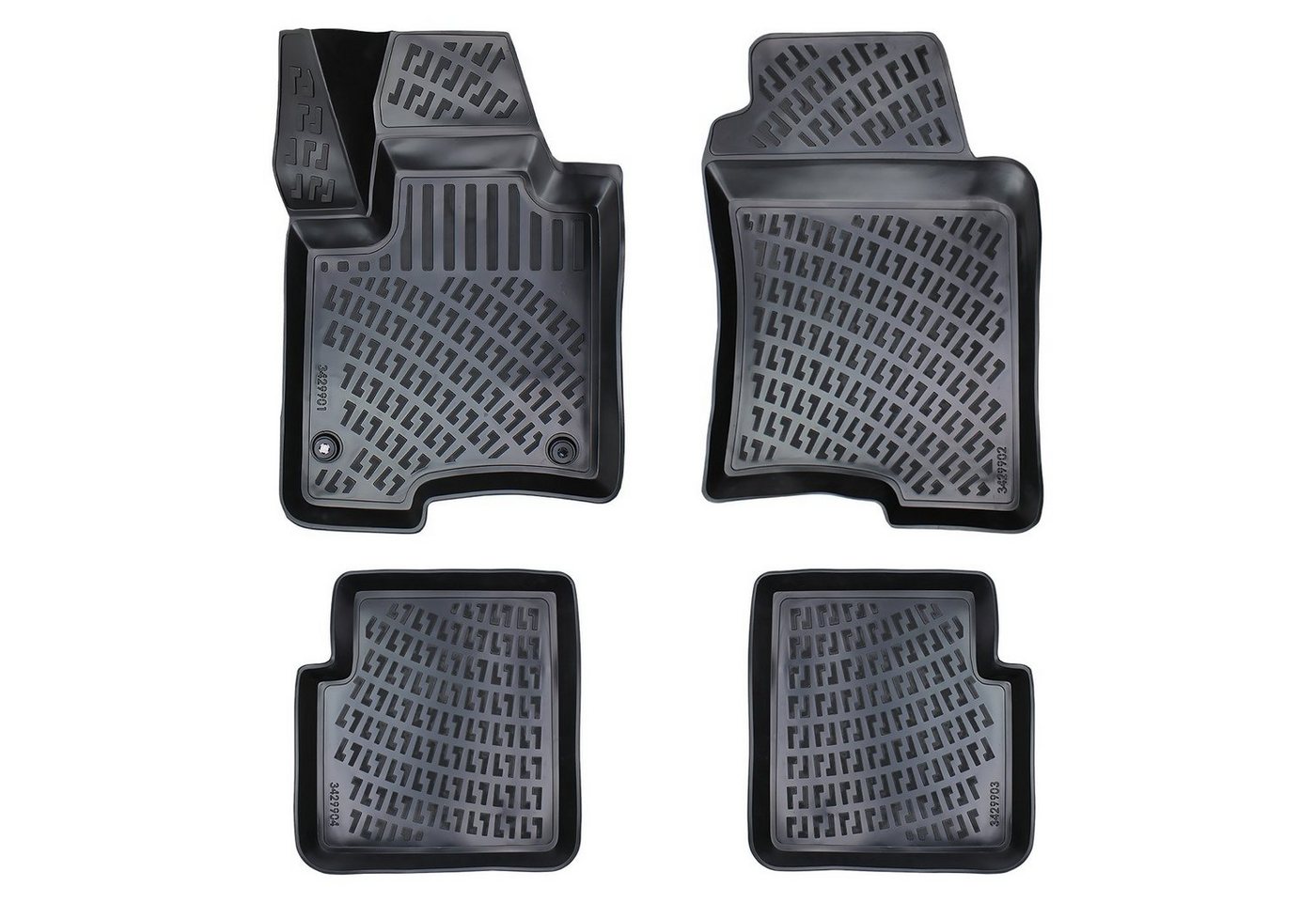 Trimak Passform-Fußmatten Oder Kofferraumwanne Oder Set für Fiat Panda, FIAT Panda 3. Gen. ab 2012 Gummimatten Auto TPE Allwetter Fussmatten Bild 5