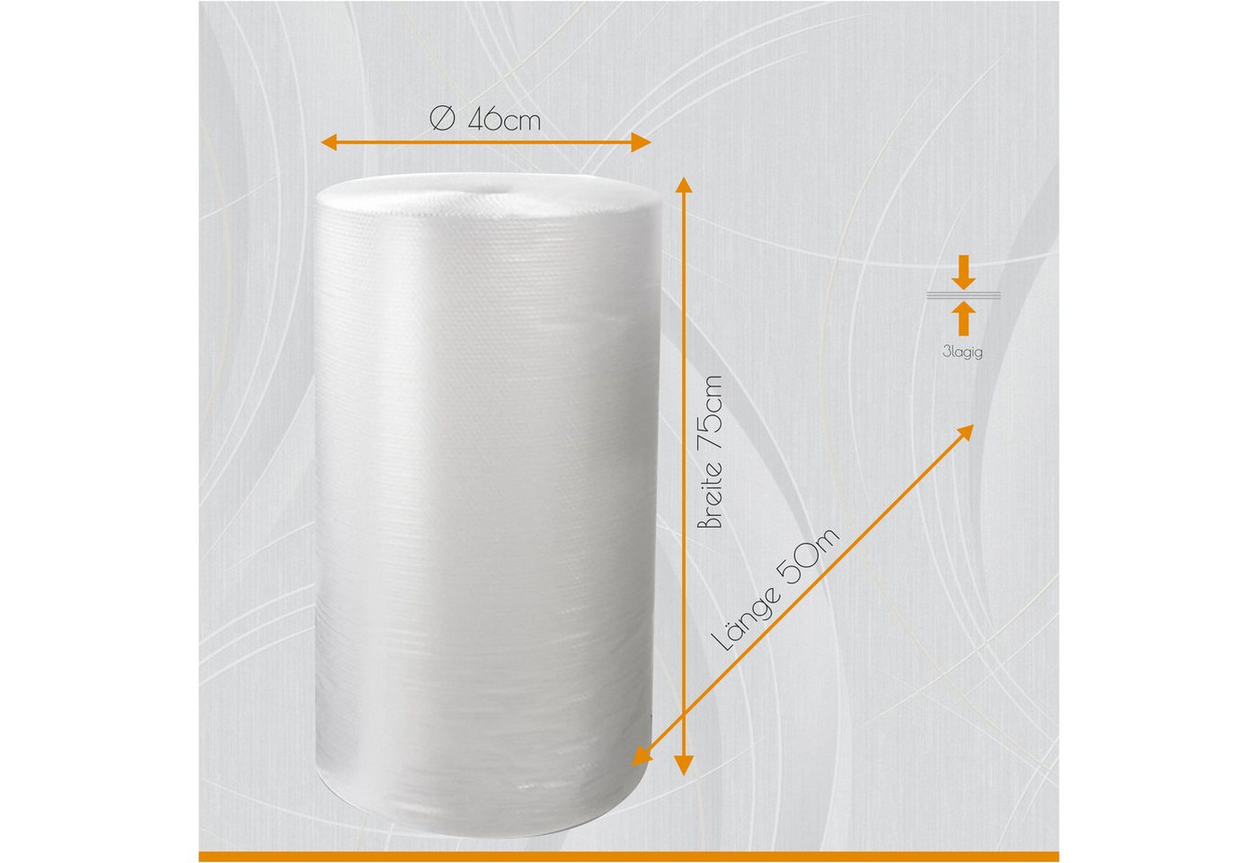 LPF dieLUFTPOLSTERFOLIE Schutzfolie Luftpolsterfolie 3 lagig 75cm x 50m 3-lagig Verpackungsfolie Rolle