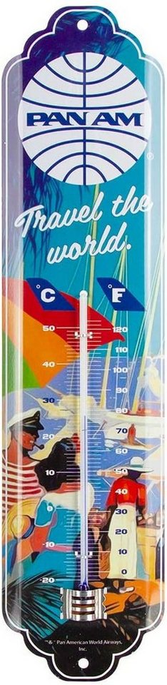 Nostalgic-Art Raumthermometer Retro Metall-Thermometer Innen Analog - Pan Am Travel the world Bild 4