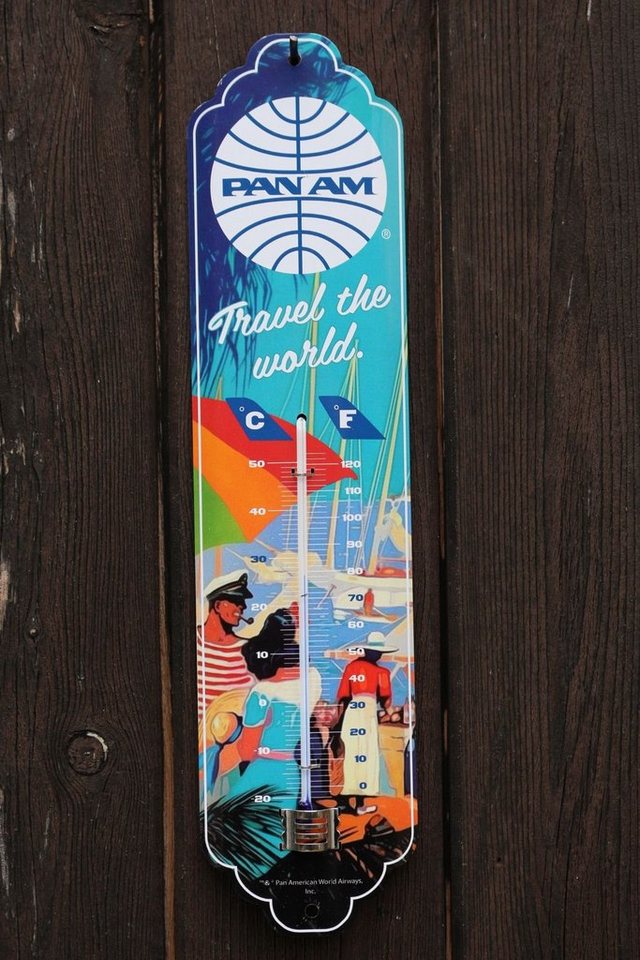 Nostalgic-Art Raumthermometer Retro Metall-Thermometer Innen Analog - Pan Am Travel the world Bild 5