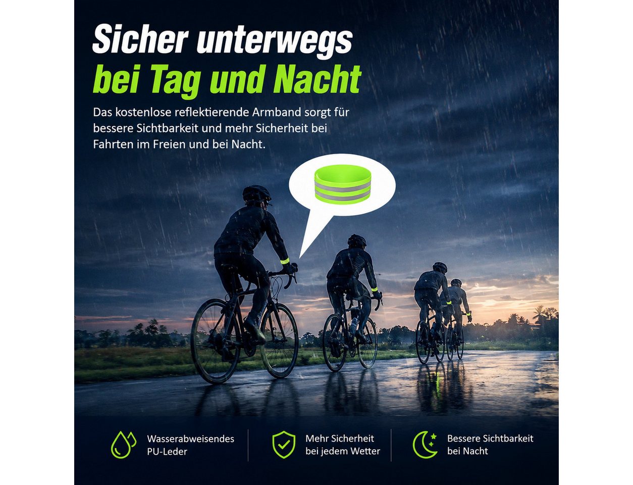Fyrove Fahrradsattel Unisex, Trekking-Sattel, City-Sattel für Herren Damen (E-Bike Sattel, MTB-Sitz, Fahrradsitz für Touren und täglichen Einsatz), 27 × 19,5 cm, PU-Leder, Reflexstreifen, Adapter, Regenhülle