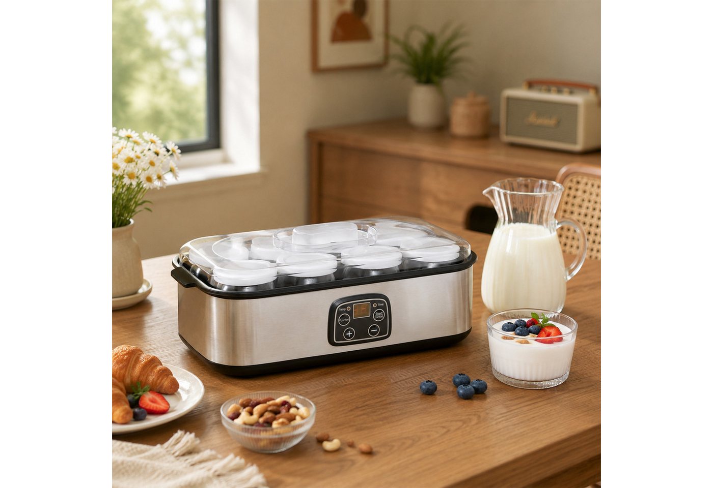 Ledklang Joghurtbereiter 8 Glasbechern (180 ml) Elektrischer Joghurtmaker aus Edelstahl Timer, 8 Portionsbehälter, je 1440 ml, einstellbarem Thermostat und Digitaldisplay Bild 4