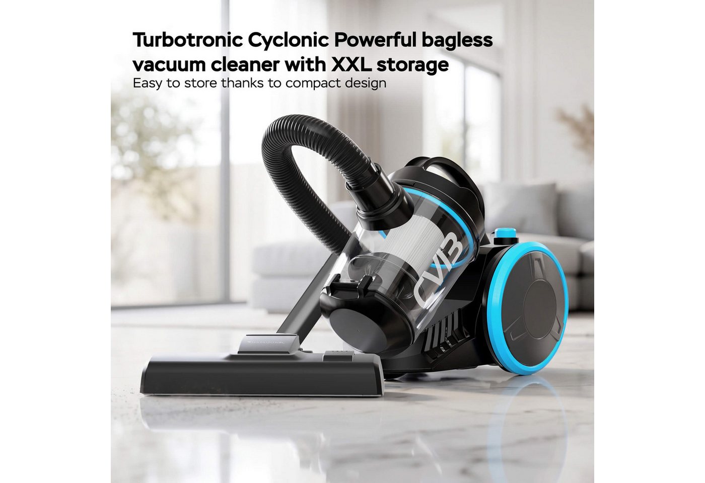 TurboTronic by Z-Line Bodenstaubsauger 700 W beutellos mit 18 kPa Saugkraft, 2,5 l Behälter und HEPA, 700 W, beutellos, Zyklon-Technologie, 16 m Aktionsradius, automatische Kabelaufwicklung