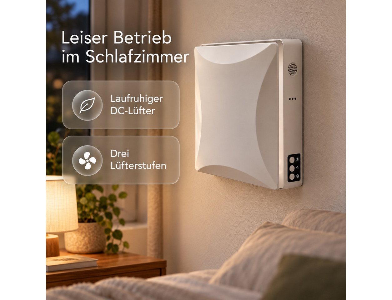 LastWerk Wandventilator AirReactor Ultra H Lüftungsanlage, Wärmerückgewinnung, Feuchte, WLAN