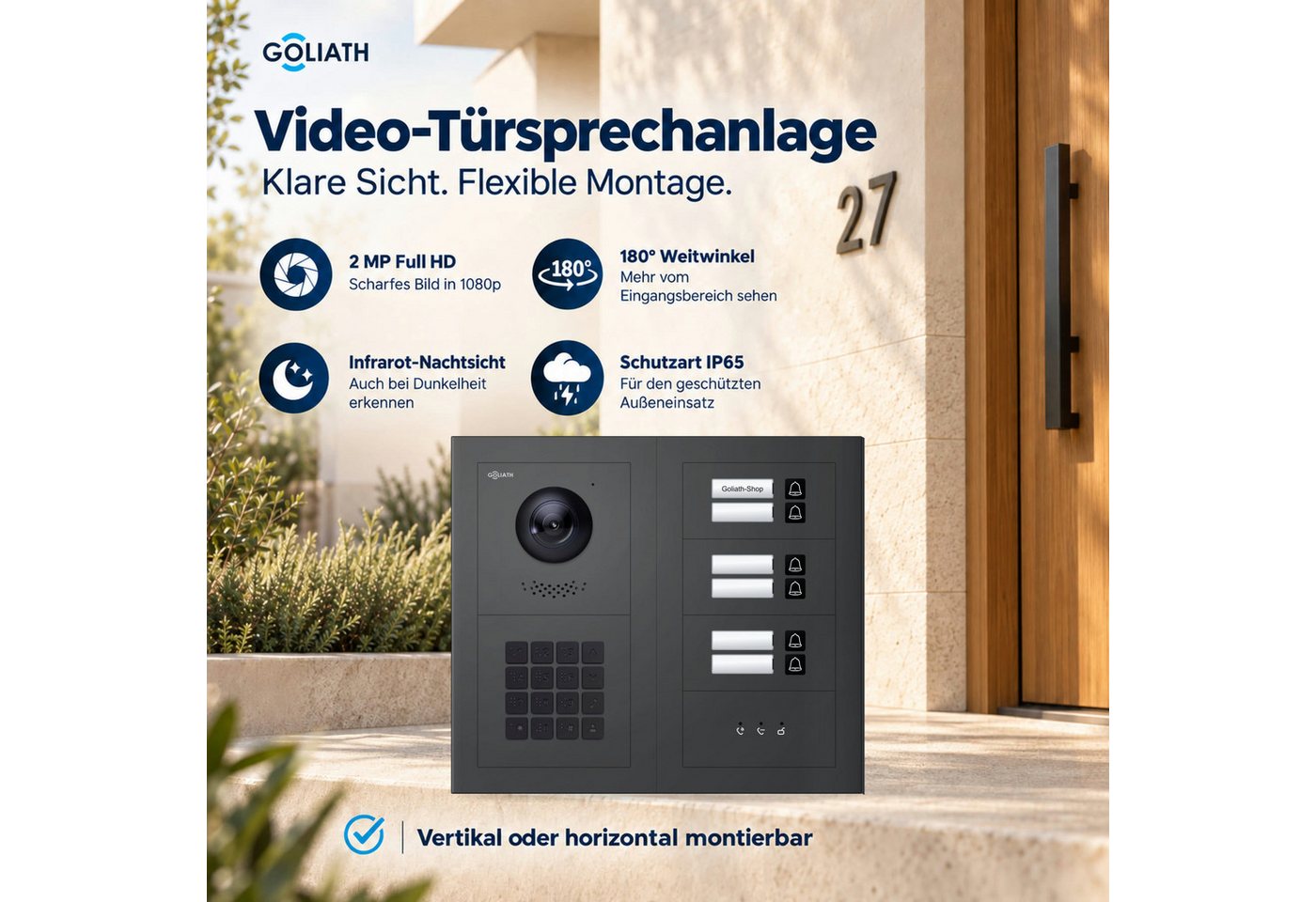 Goliath Intercom Video-Türsprechanlage Premium IP GL-IPH630AM – 6 Familien (Privat oder Gewerblich)