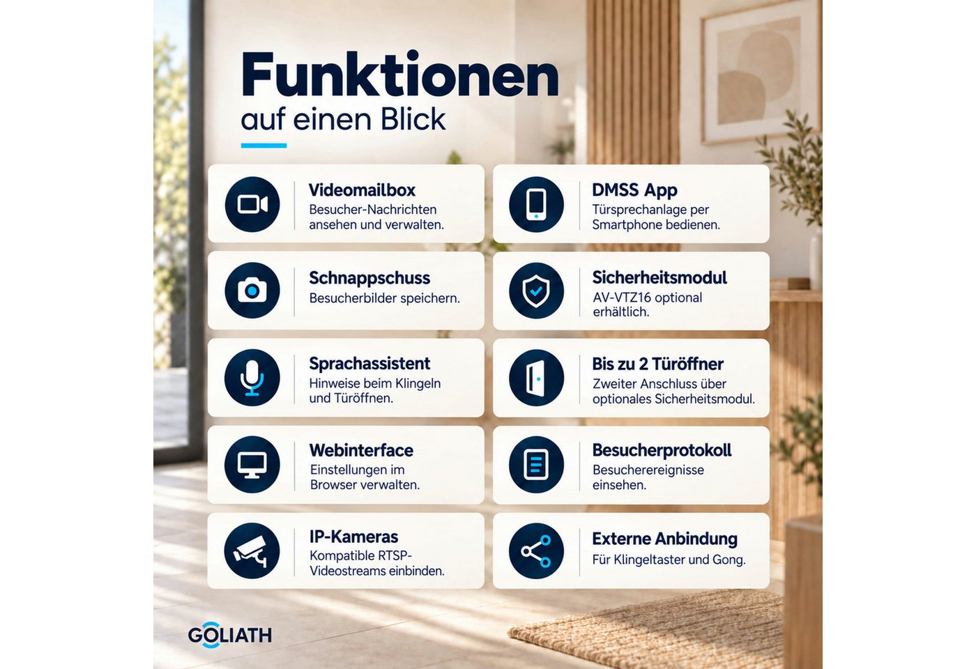 Goliath Intercom Video-Türsprechanlage Premium IP GL-IPH630AM – 6 Familien (Privat oder Gewerblich) Bild 5