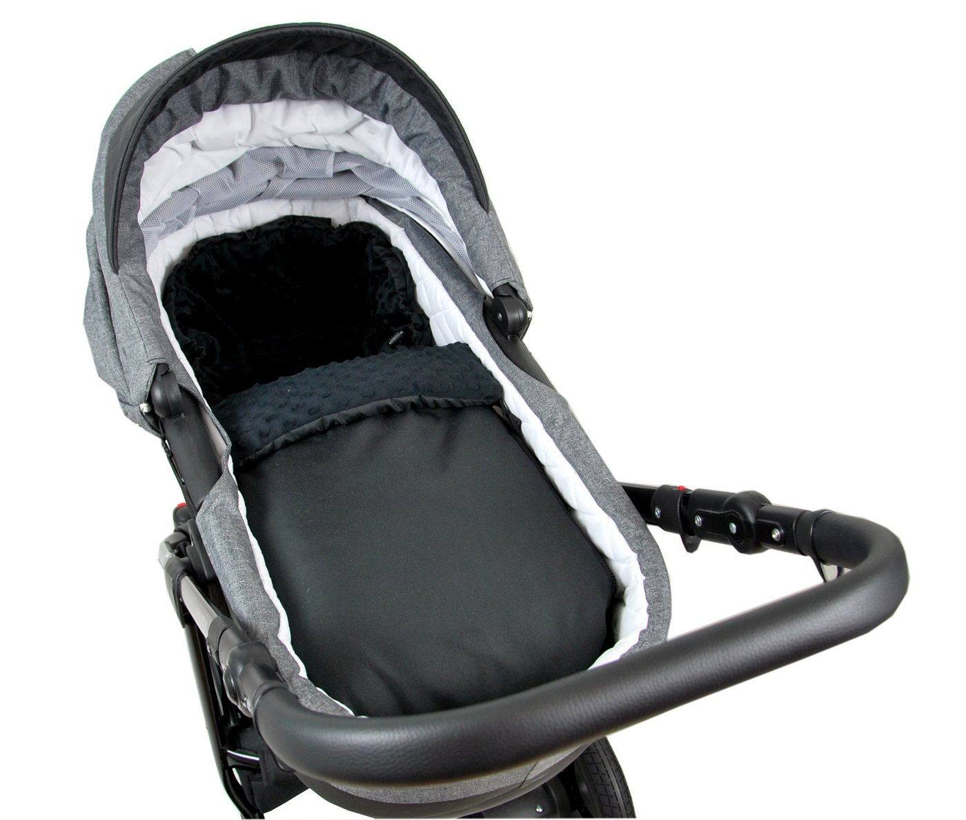 BabyLux Fußsack BABYLUX Fußsack MINKY Kinderwagen Buggy Fleece Babyschale Thermo, Schwarz + Schwarz Bild 4