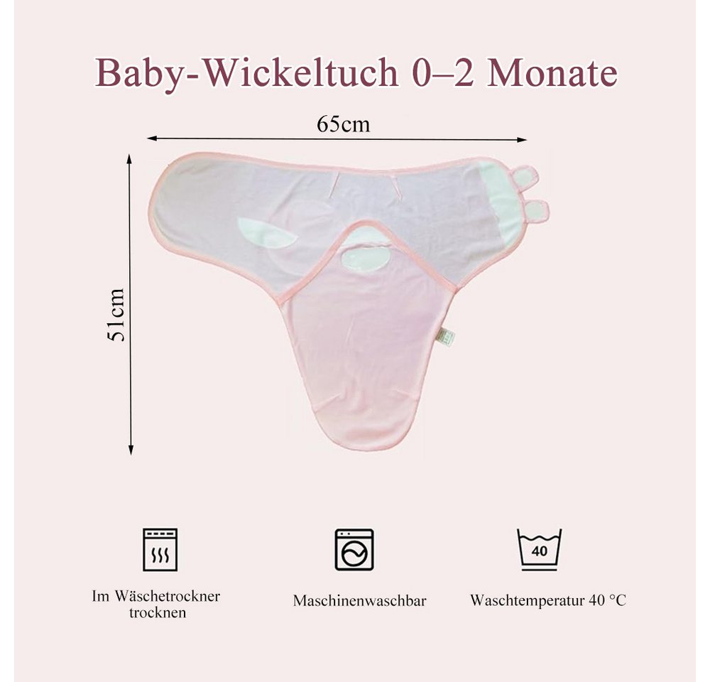 AFKSMILE Pucksack Baby-Wickeltuch für Neugeborene 0-3 Monate, Verstellbar Puckset, Wickelset mit Klettverschluss,3 Stück Baby-Schlafsack,Weiche Baumwolle Bild 2